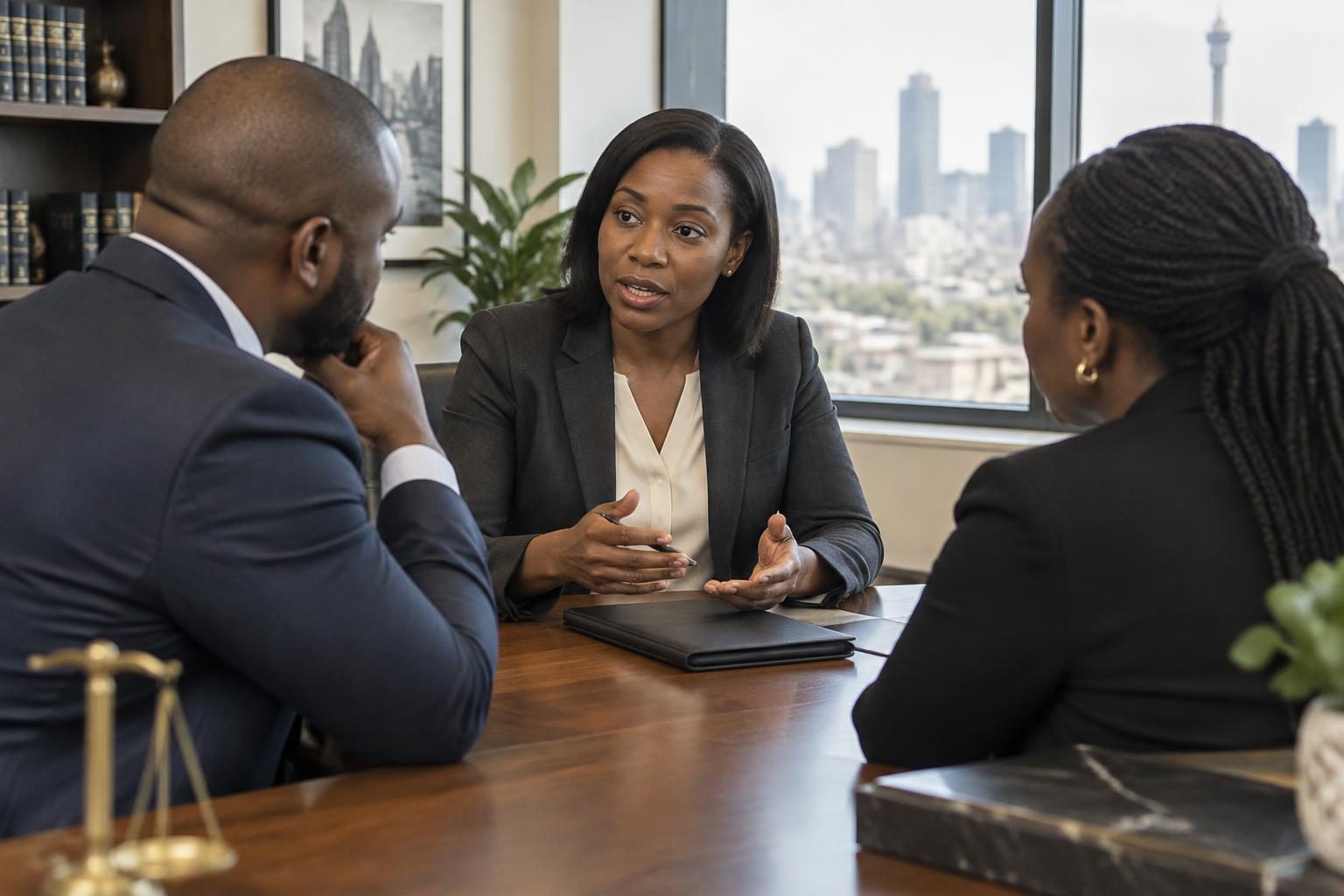 Legal consultation in a South African office